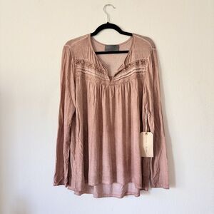 NWT Sunday In Brooklyn Anthropologie Dusty Rose Peasant Long Sleeve Top Small